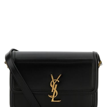 Saint Laurent Women Black Leather Medium Solferino Crossbody Bag