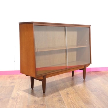 Mid Century Modern Teak Glass Display China Cabinet- Mid Century Furniture - Vintage Furniture 