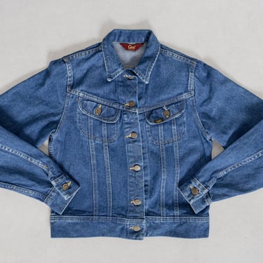 LEE DENIM JACKET Vintage Dark Wash Blue Jean Women Boxy Trucker 90's / Small Extra Small Xs 