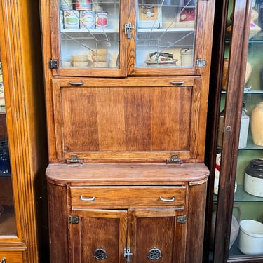 Wood Nuera Oak Hoosier Kitchen Cabinet 