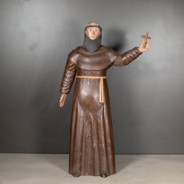 Early 20th c. French Carved Wooden Monk c.1900