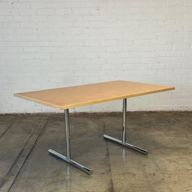 Birds Eye Maple and Chrome Desk 