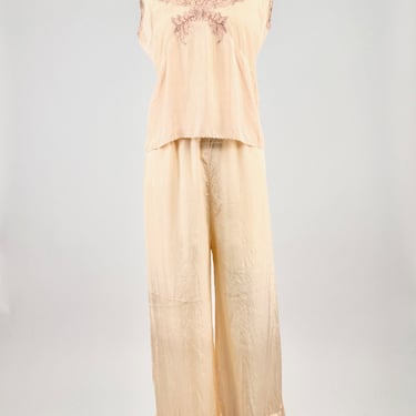 Counting Sheep 1930's Silk & Lace Pajama Set