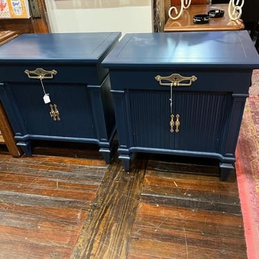 Blue painted Italian style nightstands. Two of them! 24.5” x 17” x 25.5” 