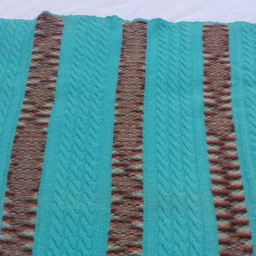 handmade knitted wool afghan blanket Teal and Brown home Decor      Winter blankets 