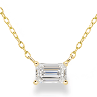 Emerald Cut Diamond Solitaire Necklace