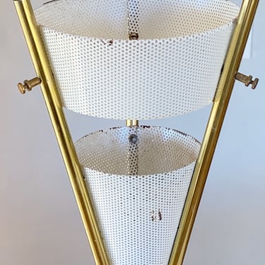 Vintage Gerald Thurston Lightolier White Tripod Lamp 