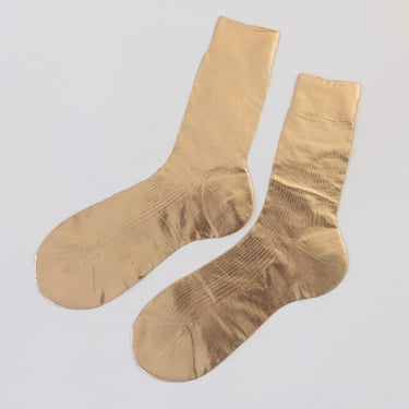 Ribbed Laminated Sock in Platino