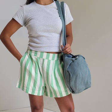 Linen Stripe Canopy Shorts - Jade