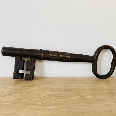 Vintage Large Iron Skeleton Key Souvenir Key to Independence Hall in Philadelphia Northern Trust Bank Chicago 
