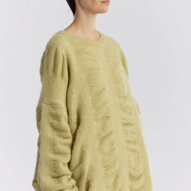 Black Crane Waterfall Sweater - Lime