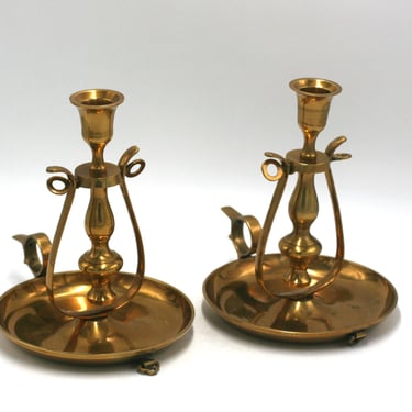 vintage Gimbal Nautical Brass Candlesticks 