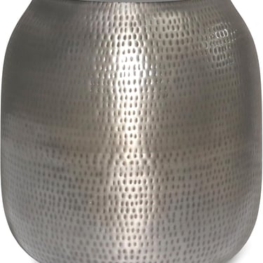 Griffen Industrial 19" Metal Storage Accent Side Table in Antique Silver FFW258-701