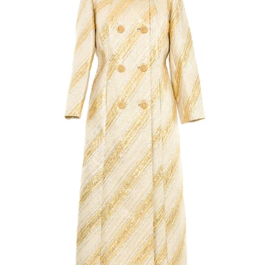Silver and Gold Striped Metallic Maxi Coat