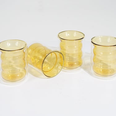 Double Walled Amber Glass Cup 