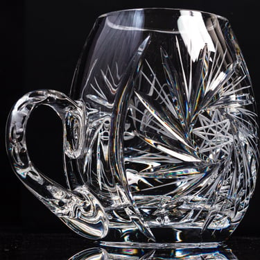 Crystal Mug | Cut Crystal Beer Tankard | Beautiful Mid Century Glassware |  Unique, Collectible Gift 