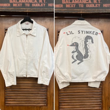Vintage 1950’s Original “Lil’ Stinker” Cotton Artwork Car Club Jacket, 50’s Vintage Clothing 