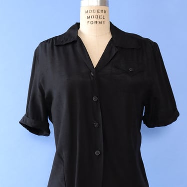 1950s Rayon Tailored Blouse M/L