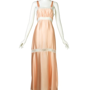 Chloe Vintage 1970s Peach Satin Lace Slip Dress