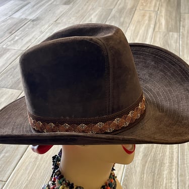 vintage cowboy hat The Duke Collection brown suede western medium 