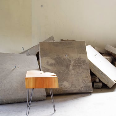 live edge table - nimbus cloud mini table - natural edge with midcentury modern hairpin legs - urban wood salvage - rain cloud fragment 