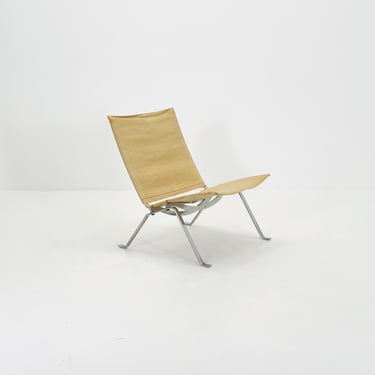 1 of 4 Mid century modern Poul Kjærholm PK22 Lounge Chair by Fritz Hansen Canvas Upholstery Denmark, 1980s 