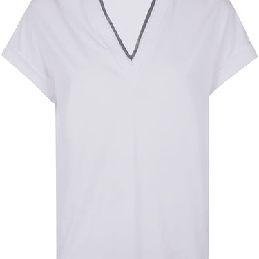 Brunello Cucinelli Women Monili Collar Vneck Tee Shirt