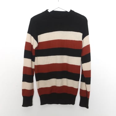 vintage 1970s STRIPED men's skater SWEATER top pullover warm big stripe sweater -- size small - FREE shipping U.S.A. 