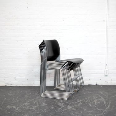 Vintage MCM GF 40/4 David Rowland Black stacking dining chairs | Free delivery only in NYC and Hudson Valley areas 