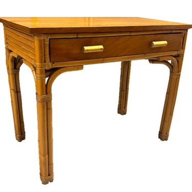 Restored Pre WWII Rattan and Mahogany Writing Desk 