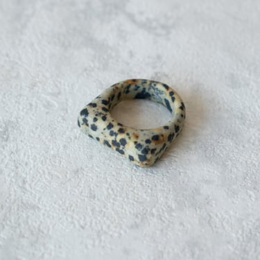 Hinge Dalmatian Jasper Thing Stone Ring