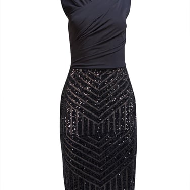 Vera Wang - Black Cowl Neck w/ Sequins Cocktail Dress Sz S