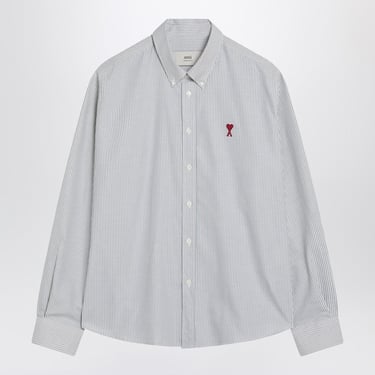 Ami Paris Sky Blue/White Striped Ami De Coeur Shirt Men