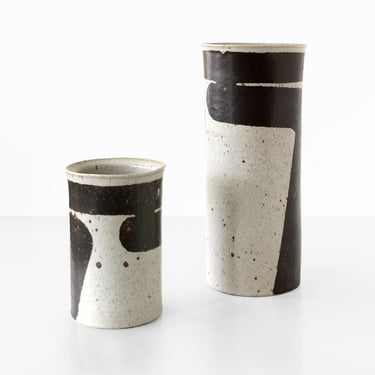 Two Inger Persson Rorstrand Studio vases with bold stripe