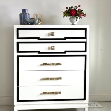 Lacquered white tall dresser 