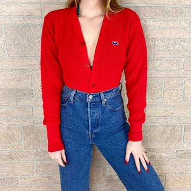 70's Lacoste Red Cardigan Sweater 
