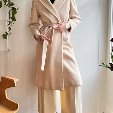 80s Belted Vanilla Cashmere Coat | S-M