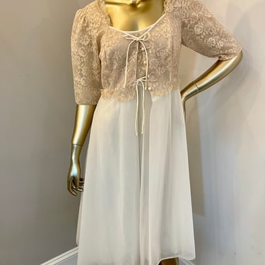 1950s Nude Lace Slipdress and Jacket 