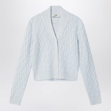 Fendi Powder Blue Cardigan With Ff Pattern Women