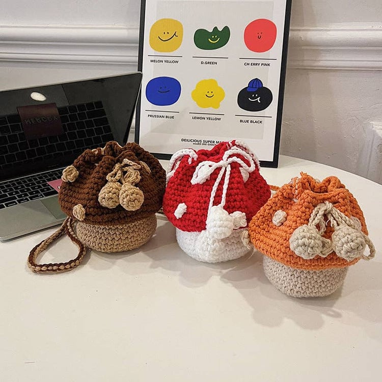 Hand-Knitted Mushroom Bag