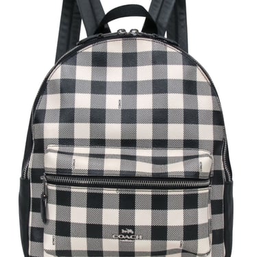 Coach - Black & Cream Gingham Coated Canvas "Charlie" Backpack