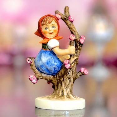 VINTAGE: 1960s - Hummel Goebel Figurine Gril Sitting Apple Tree W. Germany #141  Figurine Collectible Christmas Gift Fall Decoration 
