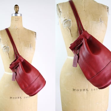 Vintage RED Coach Drawstring Bag / Shoulder Bag / Vintage Purse / Crossbody /Coach Leather Bag / Backpack 9984 /Made in USA 