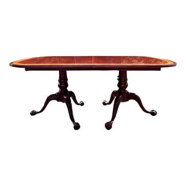 Ethan Allen 18th Century Collection Banded Mahogany Georgian Regency Dining Table 