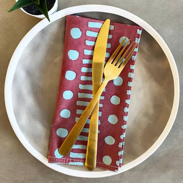 Block Printed Cotton Napkins, Set of 4 Hand Blocked Napkins, Home Textiles, Table Setting, Block Print Geometric Napkins, Table Linens 