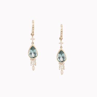 Pear Tourmaline & Dangling Diamond Earrings