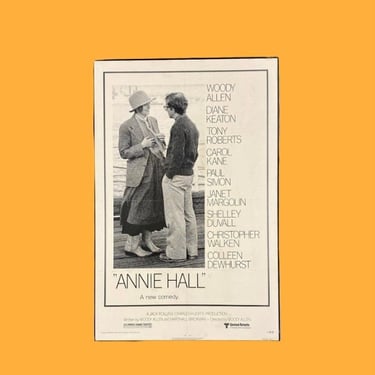 Vintage Annie Hall Poster 1970s Retro Size 41x27 Contemporary + Black + White + Movie Memorabilia + Woody Allen + Diane Keaton + Wall Art 