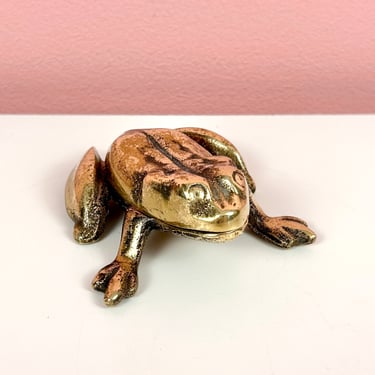 Small Brass Frog Box with Hidden Lid 