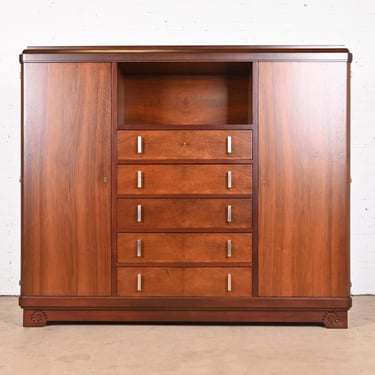 Louis Majorelle Signed French Art Deco Rosewood Armoire Dresser or Bar Cabinet, Newly Restored