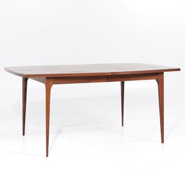 Broyhill Brasilia Mid Century Walnut Expanding Dining Table with 2 Leaves - mcm 